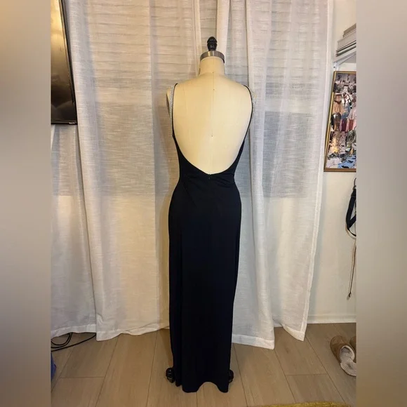 Vintage Black Cache Dress w/ Rhinestones - Picture 6 of 7